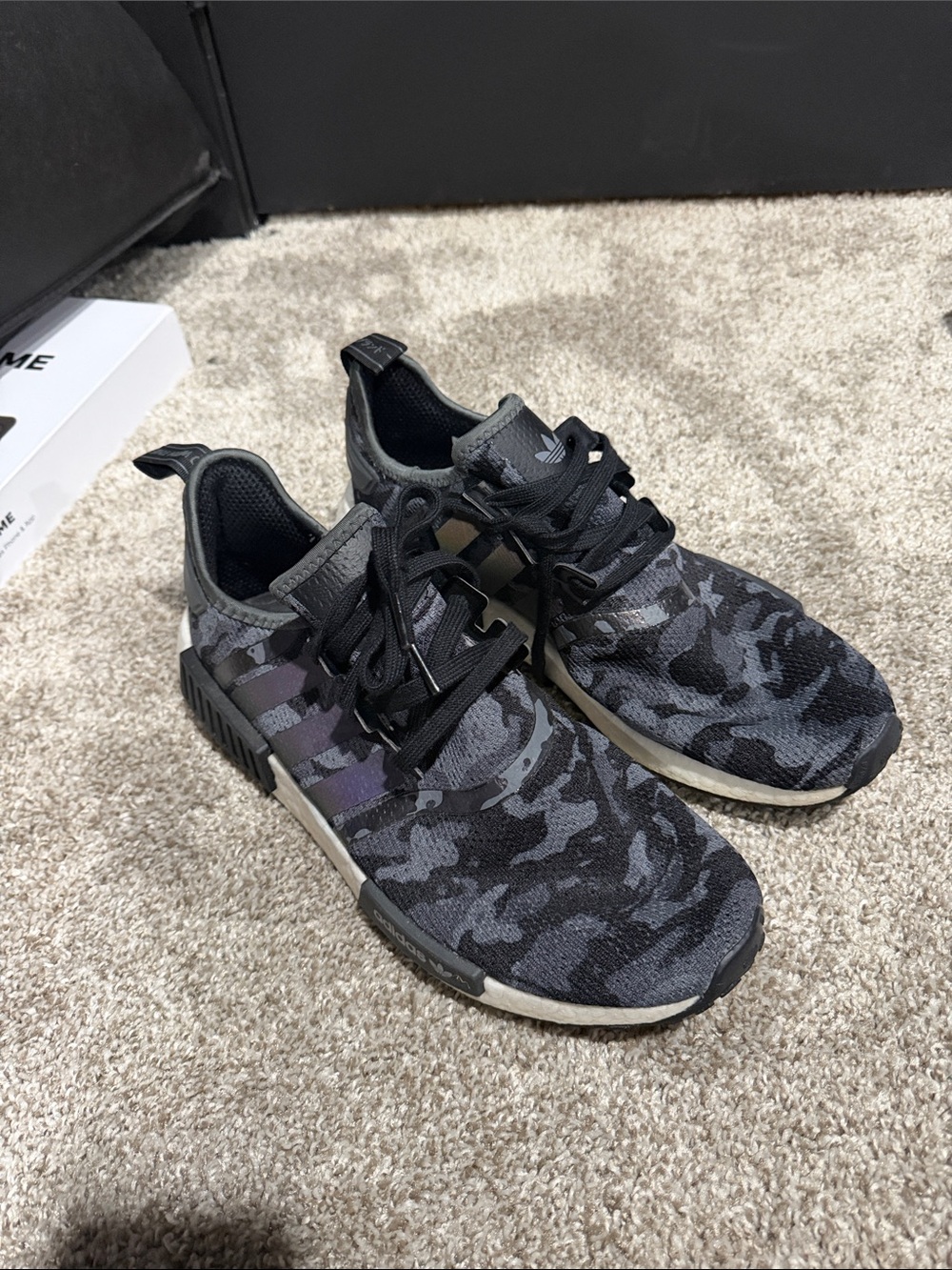 adidas Men’s Black & Gray Camo Knit Sneakers